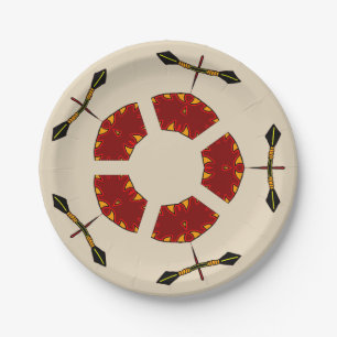 African Shield and Spear Pattern Paper Plates