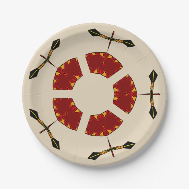 African Shield and Spear Pattern Paper Plates (Front)