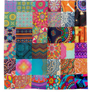 African Shower Curtain Ankara Wax Print Patchwork