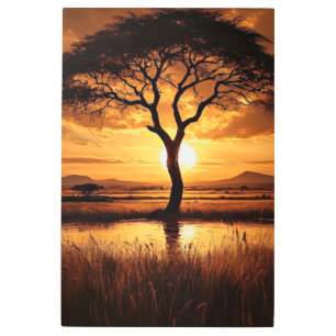 African Silhouette Metal Print