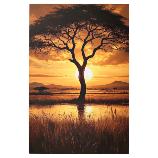 African Silhouette Metal Print (Front)