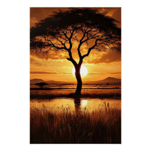 African Silhouette Poster
