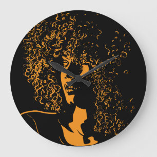 African Silhouette: Vintage Contrast. Large Clock