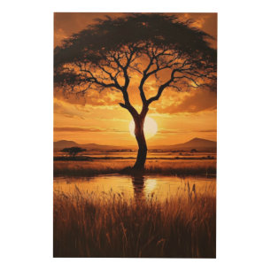 African Silhouette Wood Wall Art