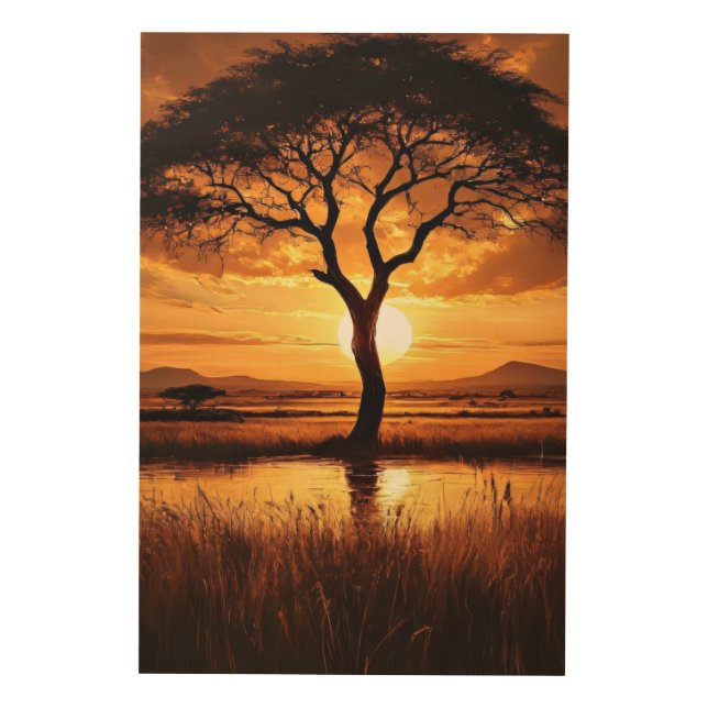 African Silhouette Wood Wall Art (Front)