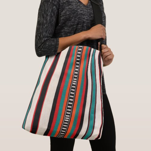 African Stripes Multicolor Boho Crossbody Bag