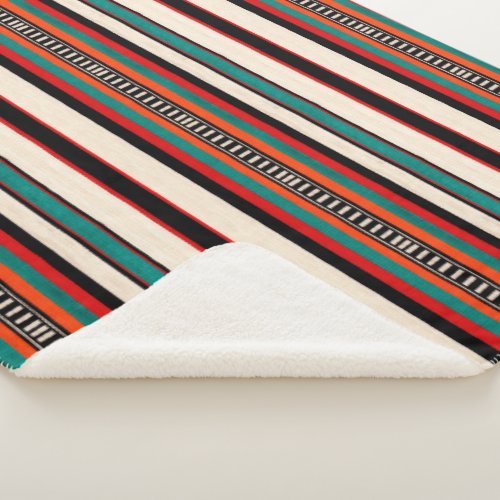 African Stripes Multicolor Boho Sherpa Blanket