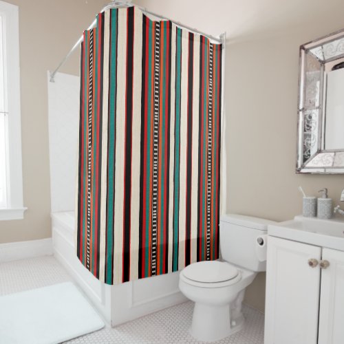 African Stripes Multicolor Boho Shower Curtain