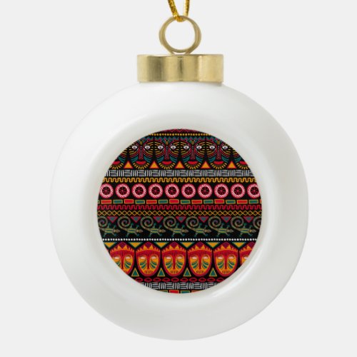 African Style Decorative Pattern Delight Ceramic Ball Christmas Ornament