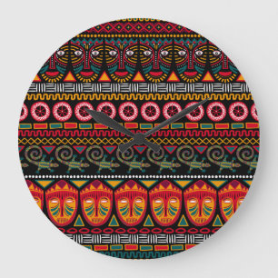 African Style: Decorative Pattern Delight. Large Clock