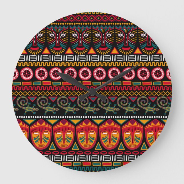 African Style: Decorative Pattern Delight. Large Clock (Front)