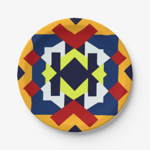 African Style Geometric Pattern Paper Plates