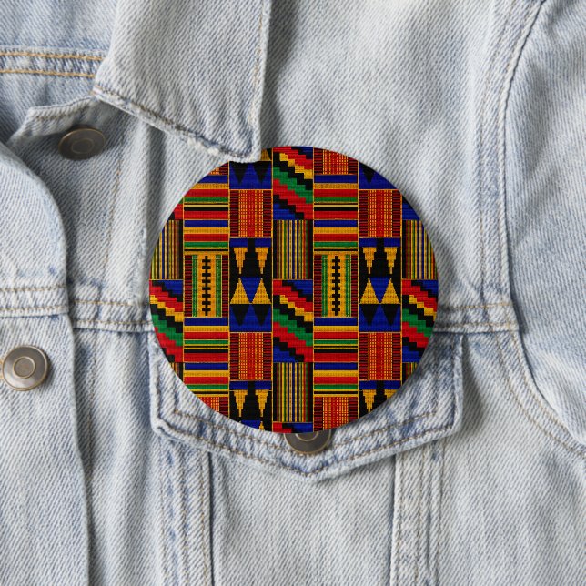 African Style Kente Cloth Button (In Situ)
