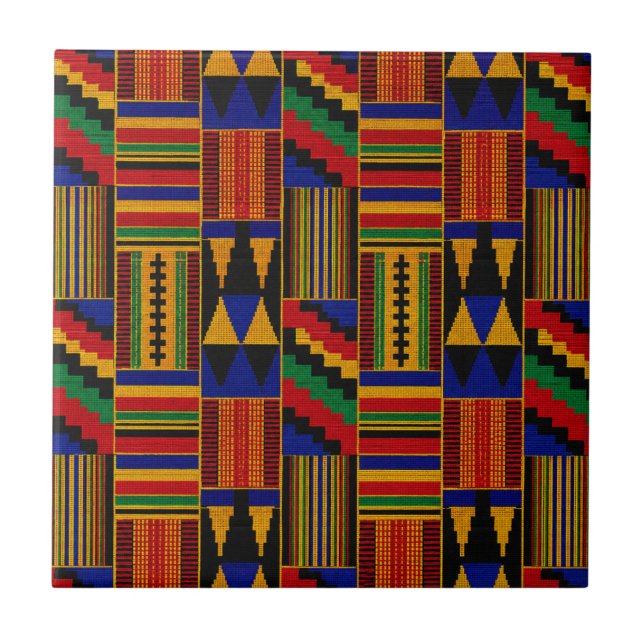 African Style Kente Cloth Ceramic Tile (Front)