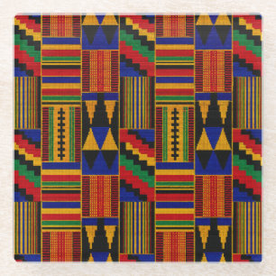 African Style Kente Cloth Glass Coaster