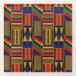 African Style Kente Cloth Glass Coaster