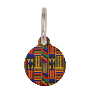 African Style Kente Cloth Pattern Pet ID Tag