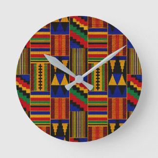African Style Kente Cloth Round Clock