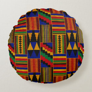 African Style Kente Cloth Round Pillow