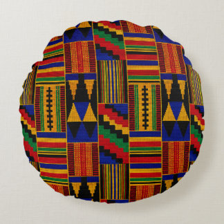 African Style Kente Cloth Round Pillow