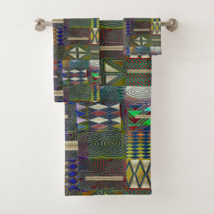 African style patchwork design bath towel set