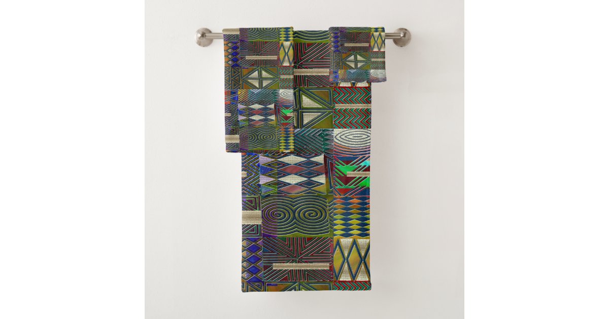 African style patchwork design bath towel set | Zazzle