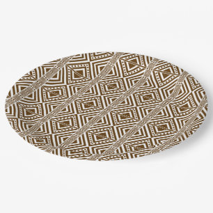 African Style Seamless Pattern. Brown Color Paper Paper Plates
