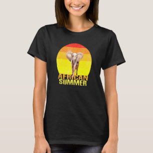 African Summer Retro Style Elephant Sundown Summer T-Shirt