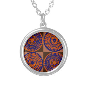 African Sunflower Basket Silver Plated Necklace