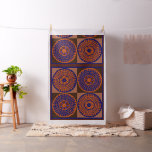 African Sunflower Fabric Design in Orange &amp; Navy