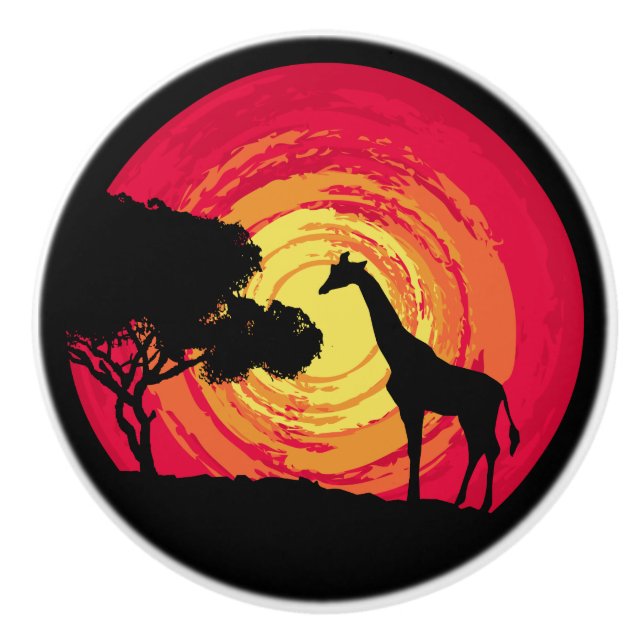 African sunset ceramic knob (Front)