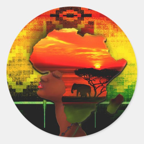 African Sunset Classic Round Sticker