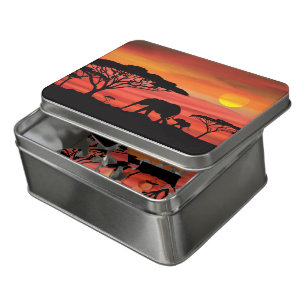 African Sunset Elephants Jigsaw Puzzle