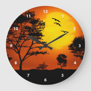 African Sunset Large Clock