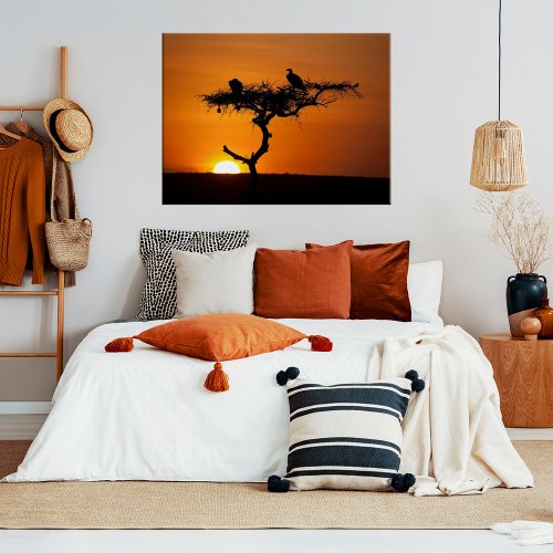 African sunset orange and black poster