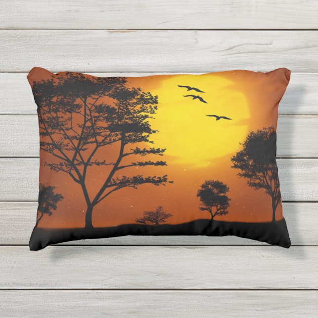 African Sunset Outdoor Pillow (Front)