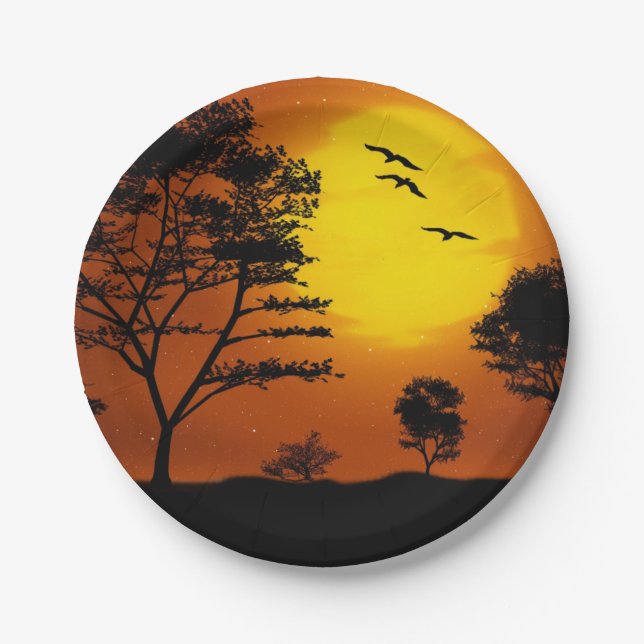 African Sunset Paper Plates (Front)