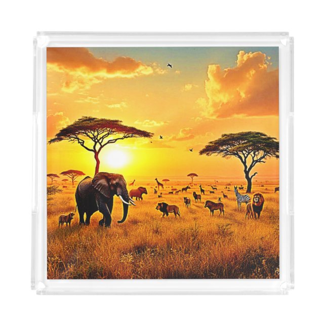 African Sunset Safari Majesty Design Acrylic Tray (Front)