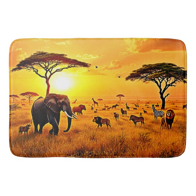 African Sunset Safari Majesty Design Bath Mat (Front)