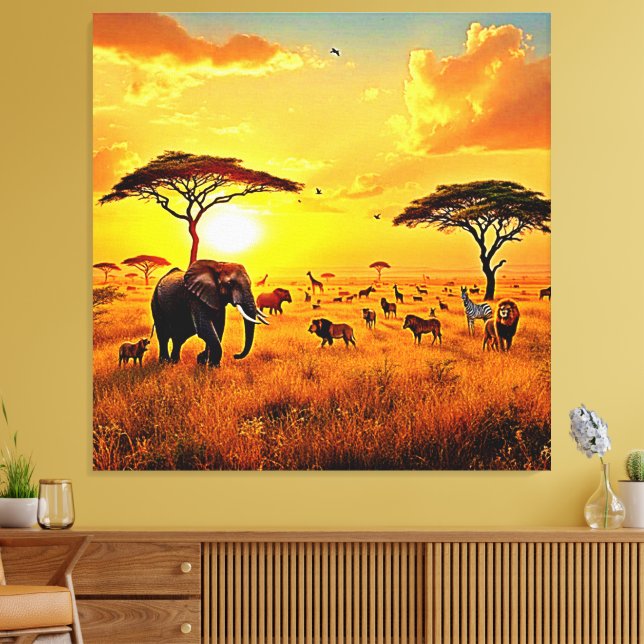 African Sunset Safari Majesty Design Canvas Print (Insitu(LivingRoom))