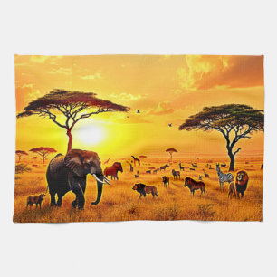 African Sunset Safari Majesty Design Kitchen Towel