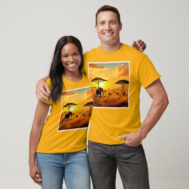 African Sunset Safari Majesty Design T-Shirt (Unisex)