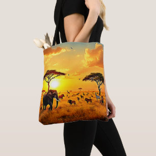 African Sunset Safari Majesty Design Tote Bag