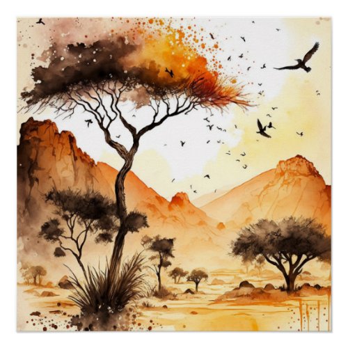 African Sunset Safari Wall Art 