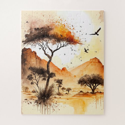 African Sunset Safari Wall Art  Jigsaw Puzzle