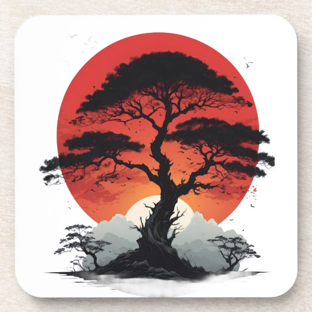 African Sunset Tree Beverage Coaster (Front)