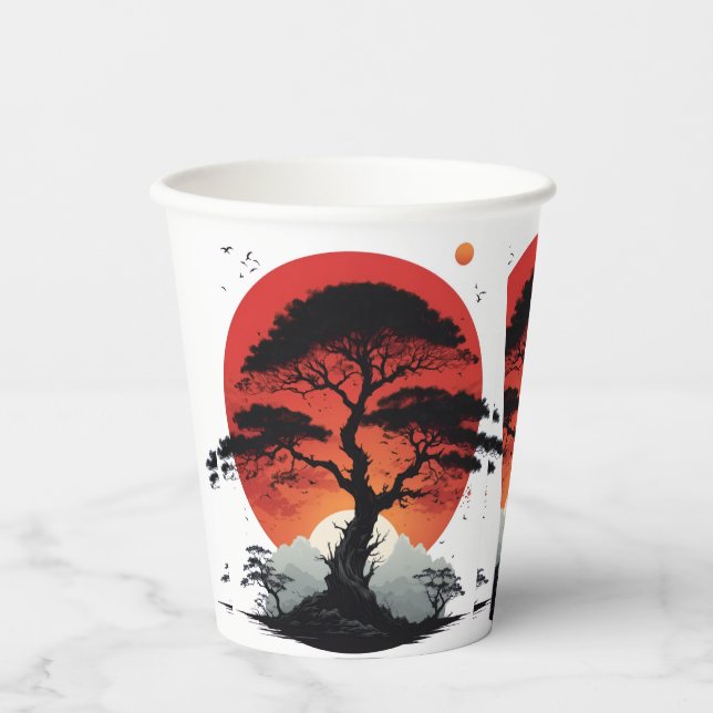 African Sunset Tree Paper Cups (Front)