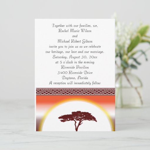 African Sunset Wedding Invitation | Zazzle