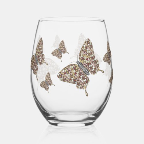 African Swallowtail Stemless Wine Glass