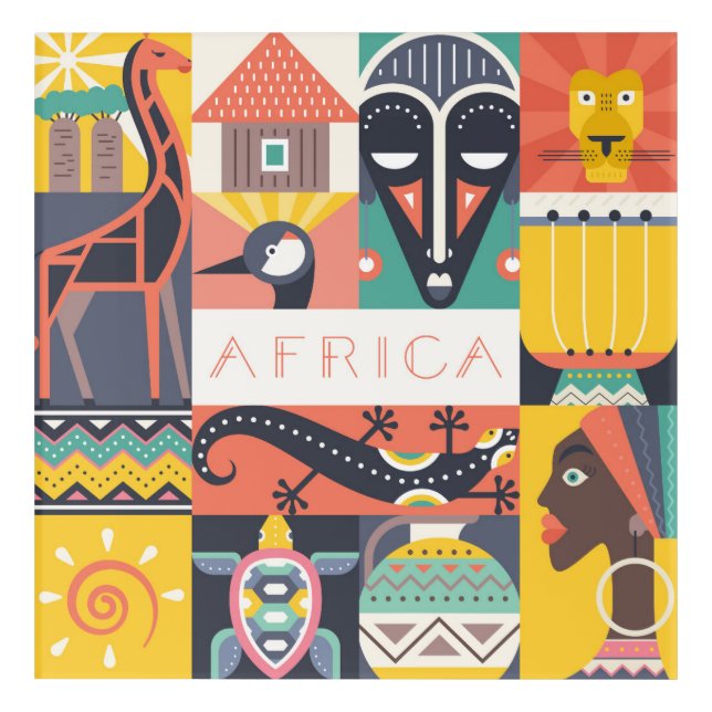 African Symbolic Art Collage (Front)